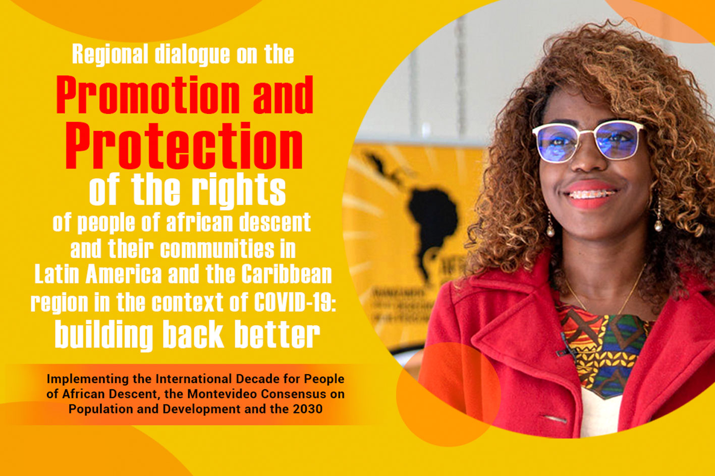 Poster for the regional dialogue featuring a portrait of a young person of African descent