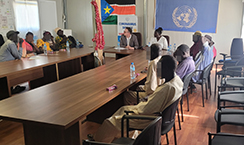 Commissioner Andrew Clapham interviewing internally displaced people in Malakal, Upper Nile – 16 February 2023